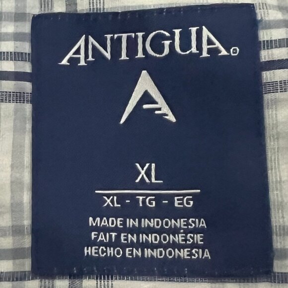 Antigua Men's XL Dale Earnhart Jr Short Sleeve Button Down Plaid Shirt - Picture 5 of 5